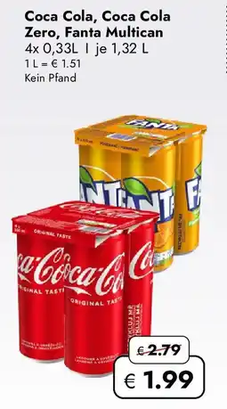 Travel Free Coca Cola, Coca Cola Zero, Fanta Multican Angebot