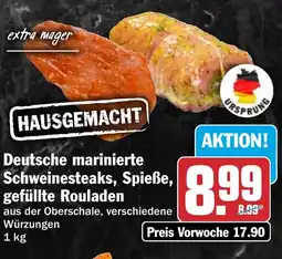 HIT Deutsche marinierte Schweinesteaks, Spieße, gefüllte Rouladen Angebot