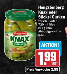 HIT Hengstenberg Knax oder Sticksi Gurken Angebot