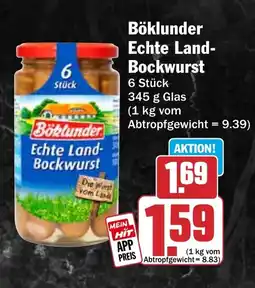 HIT Böklunder Echte Land- Bockwurst Angebot