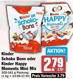 HIT Kinder Schoko Bons oder Kinder Happy Moments Mini Mix Angebot
