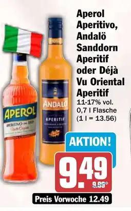 HIT Aperol Aperitivo, Andalö Sanddorn Aperitif oder Déjà Vu Oriental Aperitif Angebot