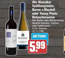 HIT Ahr Klassiker Spätburgunder, oder Young Poets Rebsortenweine Angebot