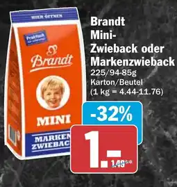 HIT Brandt Mini- Zwieback oder Markenzwieback Angebot