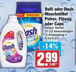 HIT Dalli oder Dash Waschmittel Pulver, Flüssig oder Caps Angebot