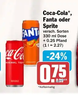 HIT Coca-Cola, Fanta oder Sprite Angebot