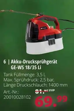 Dehner Einhell akku-drucksprühgerät ge-ws 18/35 li Angebot
