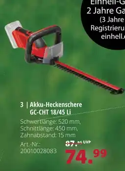 Dehner Einhell akku-heckenschere gc-cht 18/45 li Angebot