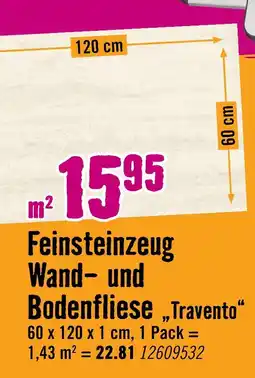 Hornbach Feinsteinzeug wand- und bodenfliese 'travento' Angebot