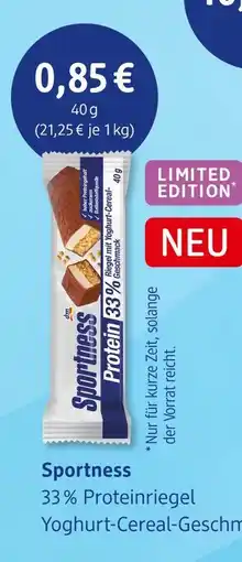 dm drogerie Sportness 33% proteinriegel yoghurt-cereal-geschmack Angebot