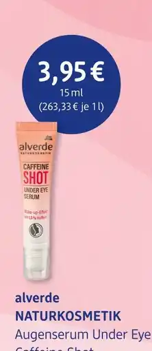 dm drogerie Alverde naturkosmetik augenserum under eye caffeine shot Angebot