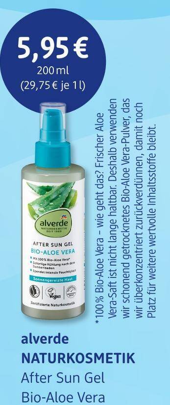Alverde naturkosmetik after sun gel bio-aloe vera Angebot bei dm drogerie