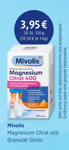 dm drogerie Mivolis magnesium citrat 400 granulat sticks Angebot