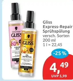 Budni Schwarzkopf gliss express-repair sprühspülung Angebot