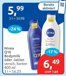 Budni Nivea q10 bodymilk oder -lotion Angebot