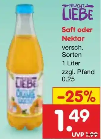 Netto Marken-Discount FRUCHT LIEBE Saft oder Nektar Angebot