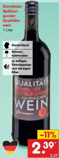 Netto Marken-Discount Dornfelder Spätburgunder Qualitätswein Angebot
