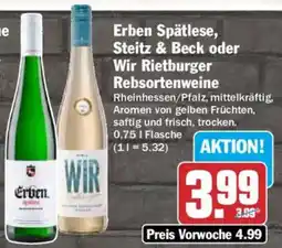 AEZ Erben Spätlese, Steitz & Beck oder Wir Rietburger Rebsortenweine Angebot