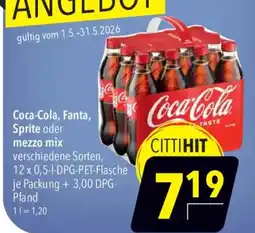 CITTI Markt Coca-Cola, Fanta, Sprite oder mezzo mix Angebot