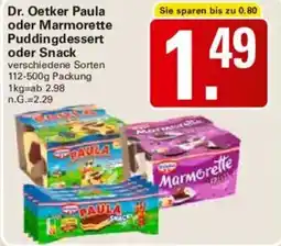 WEZ Dr. Oetker Paula oder Marmorette Puddingdessert oder Snack Angebot
