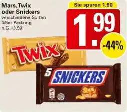 WEZ Mars, Twix oder Snickers Angebot