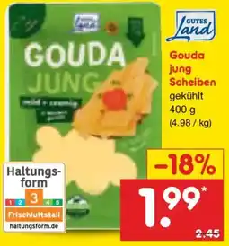 Netto Marken-Discount GUTES Land Gouda jung Scheiben Angebot
