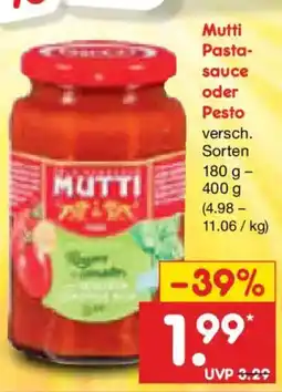 Netto Marken-Discount Mutti Pasta sauce oder Pesto Angebot