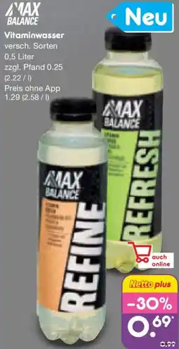Netto Marken-Discount MAX BALANCE Vitaminwasser Angebot