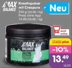 Netto Marken-Discount MAX BALANCE Kreatinpulver mit Creapure Angebot