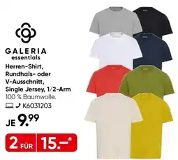 Galeria GALERIA essentials Herren-Shirt, Rundhals- oder V-Ausschnitt Single Jersey, 1/2-Arm Angebot