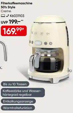Galeria smeg Filterkaffeemaschine 50's Style Creme Angebot