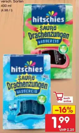 Netto Marken-Discount Hitschler Hitschies Saure Drachenzungen Wassereis Angebot