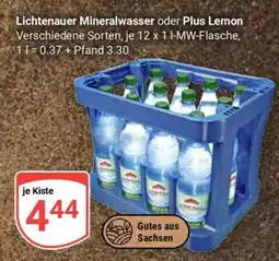 Globus Lichtenauer Mineralwasser oder Plus Lemon Angebot