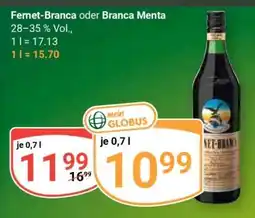 Globus Fernet-Branca oder Branca Menta Angebot