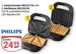 Globus Sandwichmaker HD2331/90 oder Waffeleisen HD2332/90 Angebot