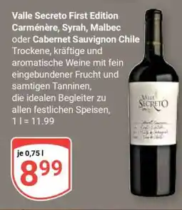 Globus Valle Secreto First Edition Carménère, Syrah, Malbec oder Cabernet Sauvignon Chile Angebot