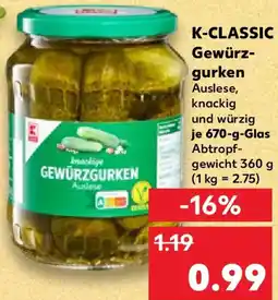 Kaufland K-CLASSIC Gewürzgurken Angebot