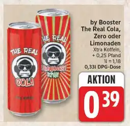 Edeka Booster the real cola, zero oder limonaden Angebot