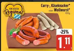 Edeka Von herzen regional curry-, käseknacker oder wollwurst Angebot