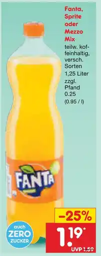 Netto Marken-Discount Fanta sprite oder mezzo mix Angebot