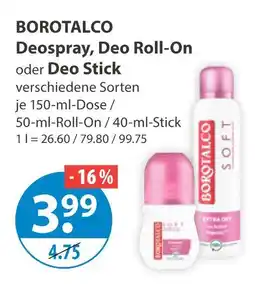 V Markt Borotalco deospray, deo roll-on oder deo stick Angebot