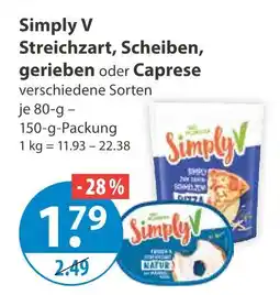 V Markt Simply v streichzart, scheiben, gerieben oder caprese Angebot