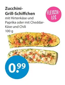 V Markt Zucchini-grill-schiffchen mit hirtenkäse und paprika oder mit cheddar- käse und chili Angebot