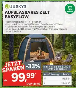 Marktkauf Juskys aufblasbares zelt easyflow m Angebot