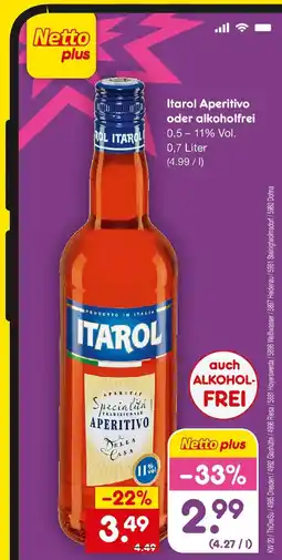 Netto Getränke Discount Itarol Aperitivo oder alkoholfrei Angebot
