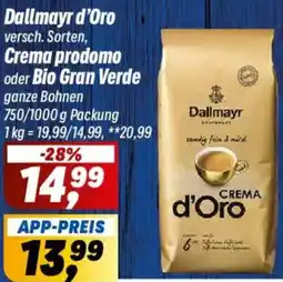 Simmel Dallmayr d'Oro Crema prodomo oder Bio Gran Verde Angebot