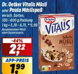 Simmel Dr. Oetker Vitalis Müsli oder Paula Müslispaß Angebot