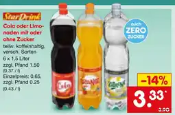 Netto Marken-Discount StarDrink Cola oder Limonaden mit oder ohne Zucker Angebot