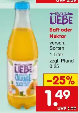 Netto Marken-Discount FRUCHT LIEBE Saft oder Nektar Angebot