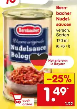 Netto Marken-Discount Bernbacher Nudelsaucen Angebot